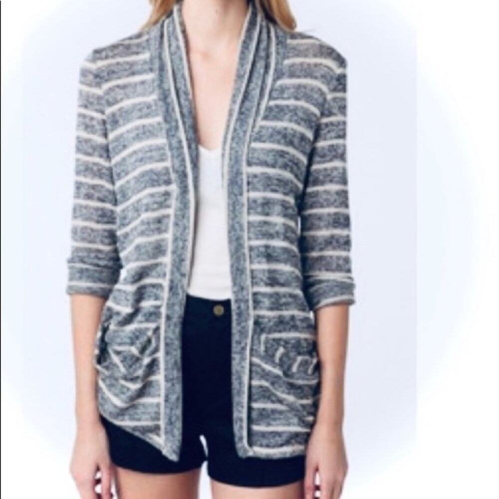 Urban Outfitters Pins & Needles Navy Striped Open Cardigan Medium Womens